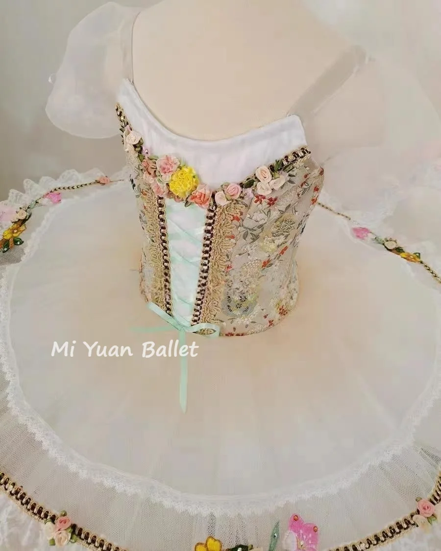 Children's fairy doll tulle skirt gradient color puppet skirt Nutcracker contest skirt ballet silk short sleeve disk skirt