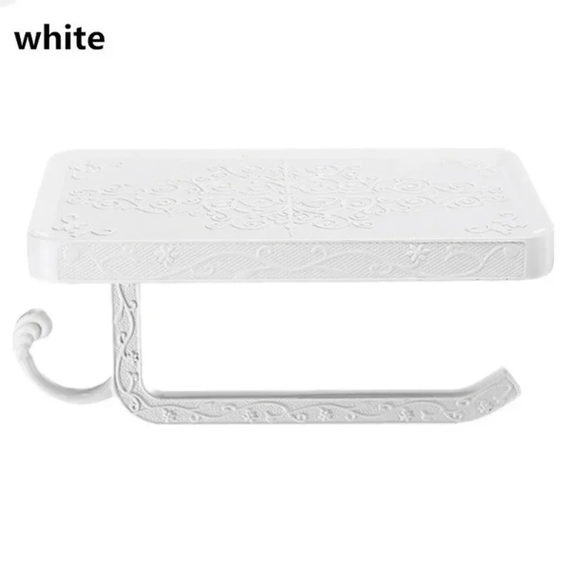 Bathroom Towel Rack Toilet Paper Holder Tissue Box Antique Carved Zinc Alloy Bathroom Paper Mobile Phone Holder with Shelf