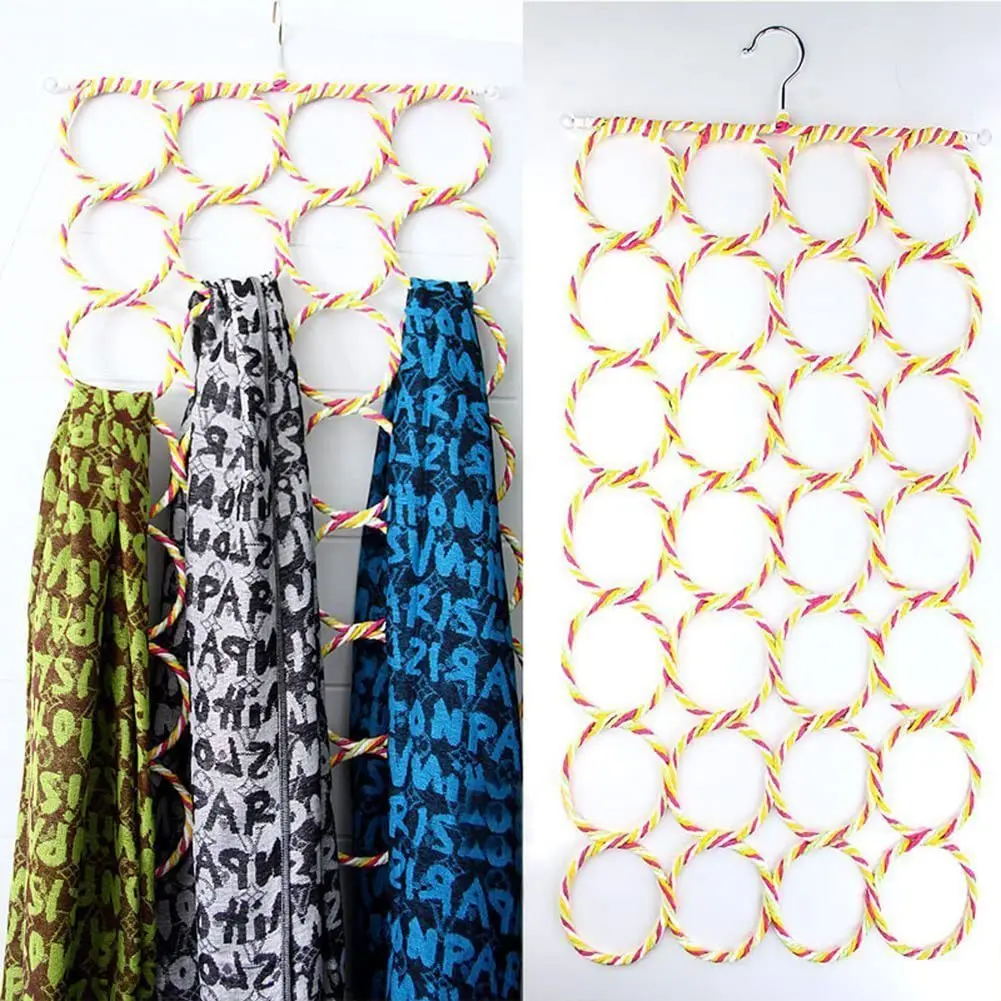 Foldable Scarf Holder With 28 Holes Multifunctional 360 Degrees Rotatable Scarf Hanger For Storing Scarves Ties Belts