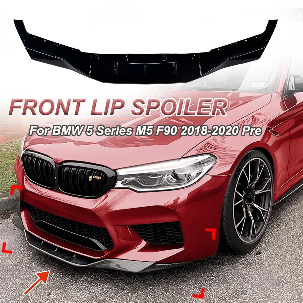 For BMW 5 Series M5 F90 2018-2020 Pre Front Lip Spoiler Bumper Shovel Exterior Modification Car Body Kit Glossy Black