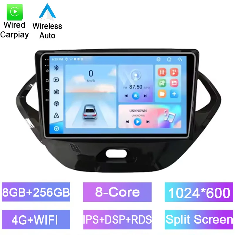 

Android car radio For Ford FIGO 2015-2018 stereo screen Carplay Android Auto Bluetooth GPS Navigation FM radio 9’