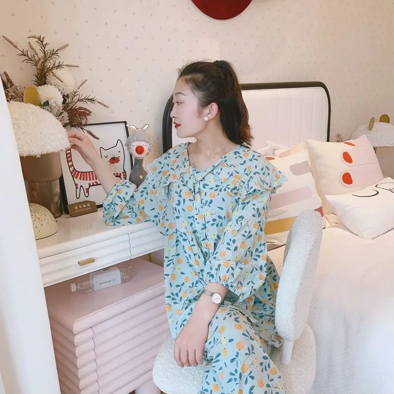 Fashion Age Reduction Loose Large Size Butterfly Collar Cotton and Silk Suit Women's Leisure Travel Loungewear Summer Pajama