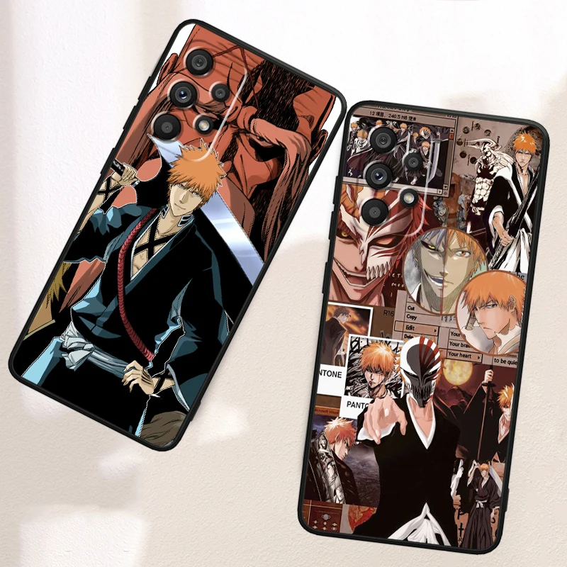 B-Bleach Cartoon Cool For Samsung A53 A52 A33 A32 A51 A71 A21S A13 A73 A50 A22 A23 A03 A72 A54 A12 5G Black TPU Phone Case