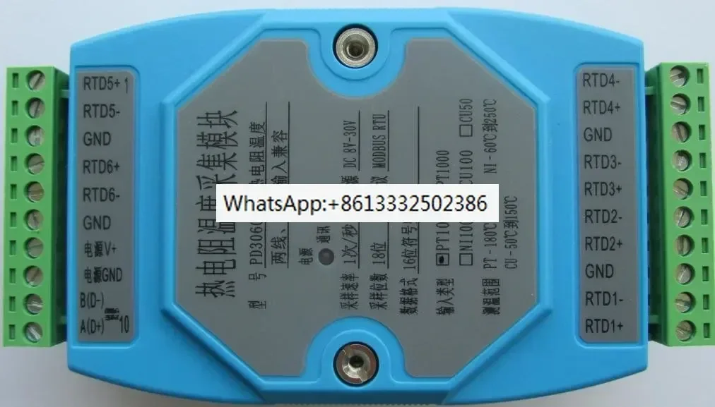 6 Channels PT100 PT1000 Temperature Collector Acquisition Module Temperature Transmitter MODBUS RTU
