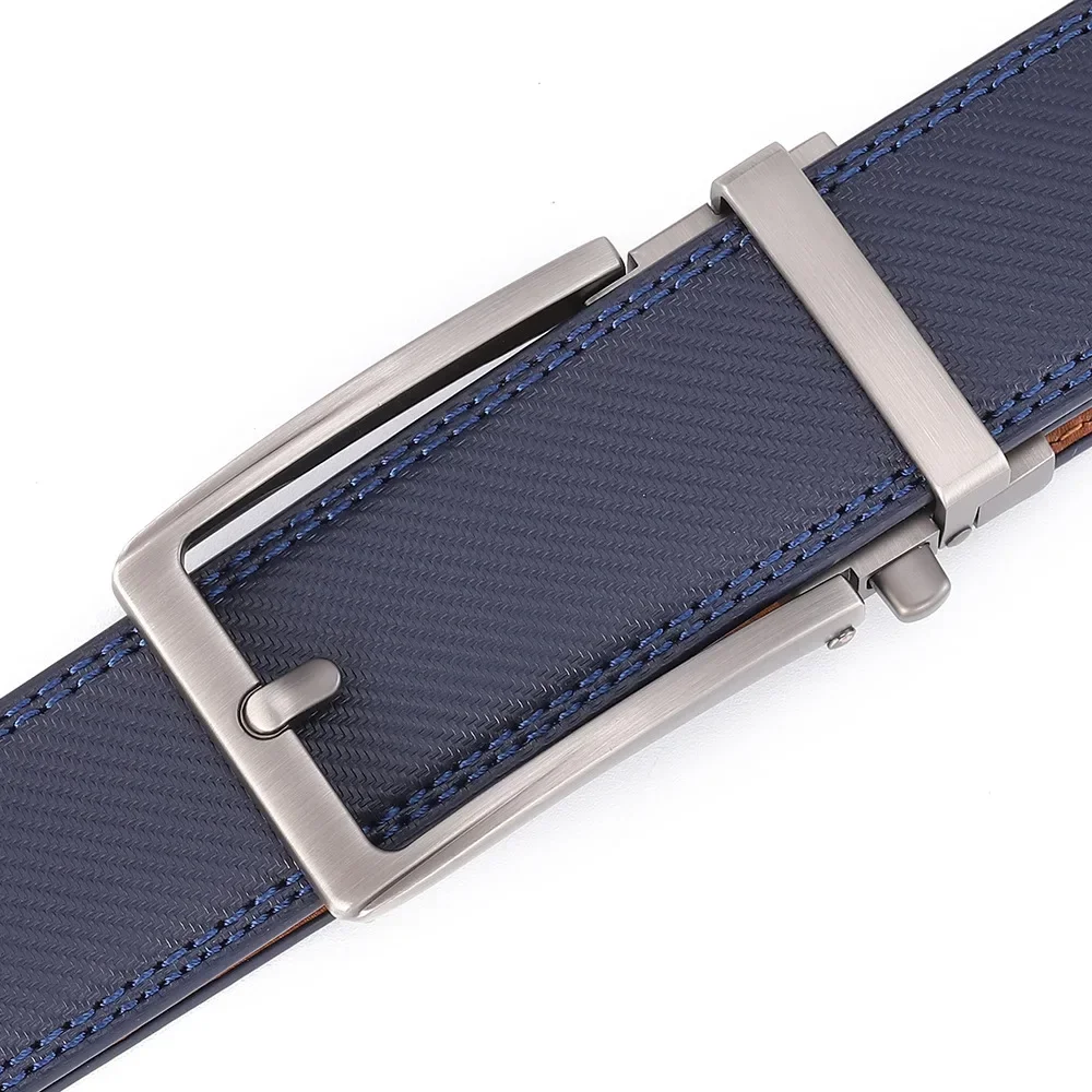 

Men's Cowhide Automatic Buckle Belt Side Press Fake Needle Buckle Belt Two Cowhide Leather Belt Leather Belt