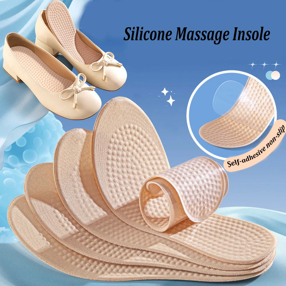 Silicone insoles for Shoes Man Woman Plantar Fasciitis Massage Foot Pads Non-slip Shoe Inserts Soft Gel Shock-absorbing insole