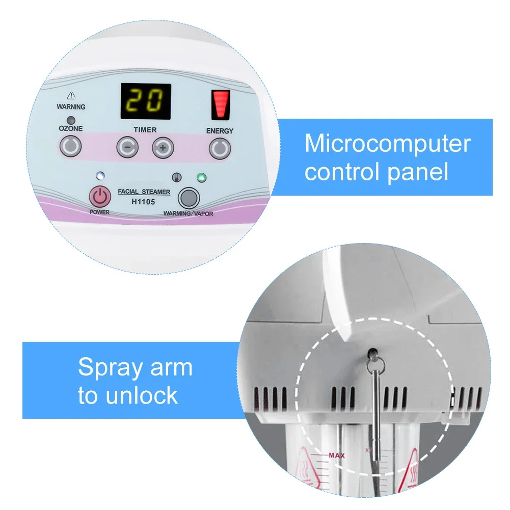 Hot Spray Deep Cleaning UV Sterilization Adjustable Nano Facial Steamer Instrument Microcomputer Control Facial Steamer Machine