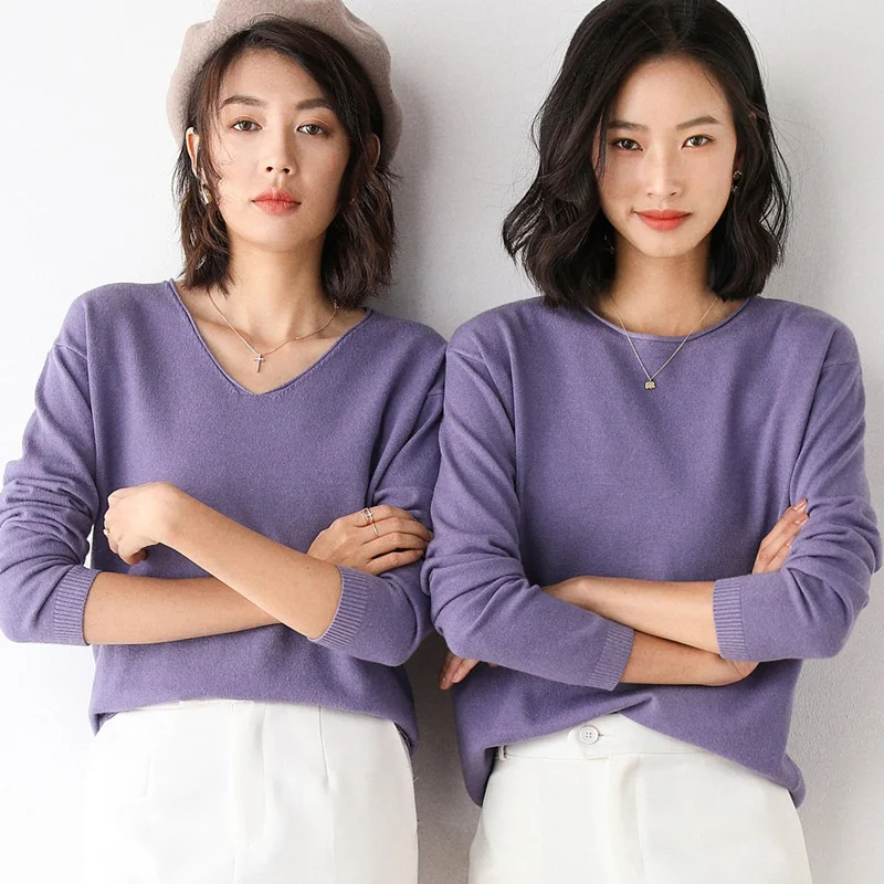 Basic Women Sweaters Cashmere Autumn Winter Tops Loose fitting Women Pullover Knitted Sweater Jumper Soft Warm Pull Cheap Tops