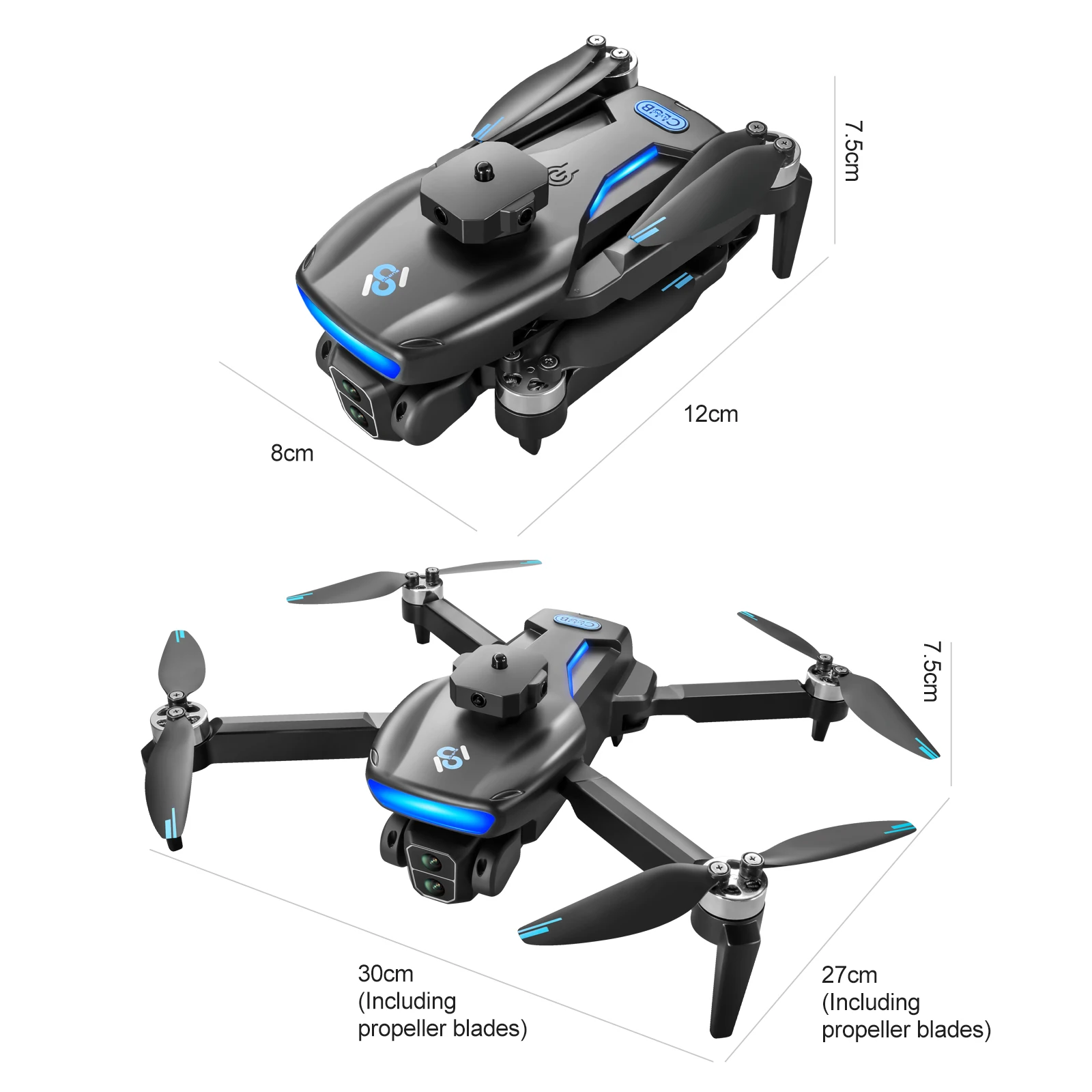 S181 dual-camera drone with one-key orbit, smart follow, omnidirectional obstacle avoidance, Wi-Fi, brushless motor, and other f