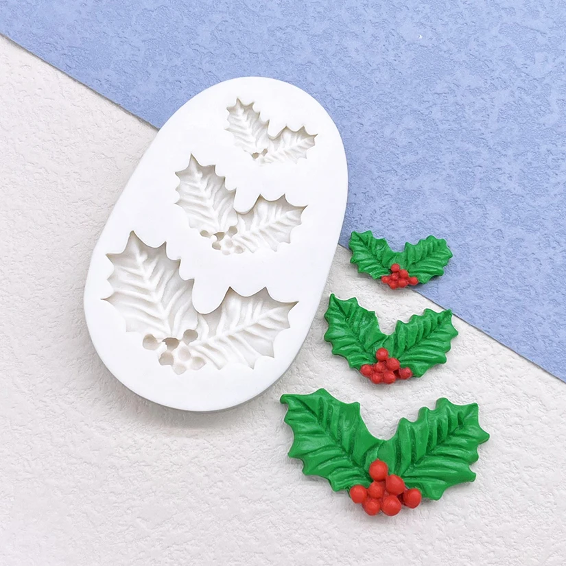 Holly Berry Christmas Silicone Cake Baking Mold Sugarcraft Chocolate Cupcake Mould Fondant Decorating Tools