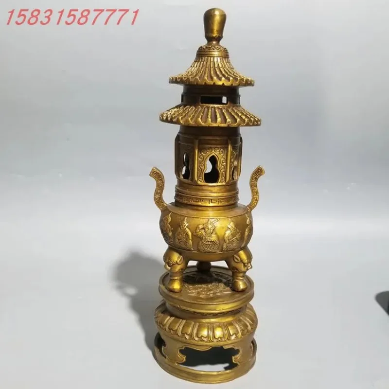 Ji Hengfa, pure copper tower furnace, ancient copper incense burner, copper incense burner, small tower furnace home antique han