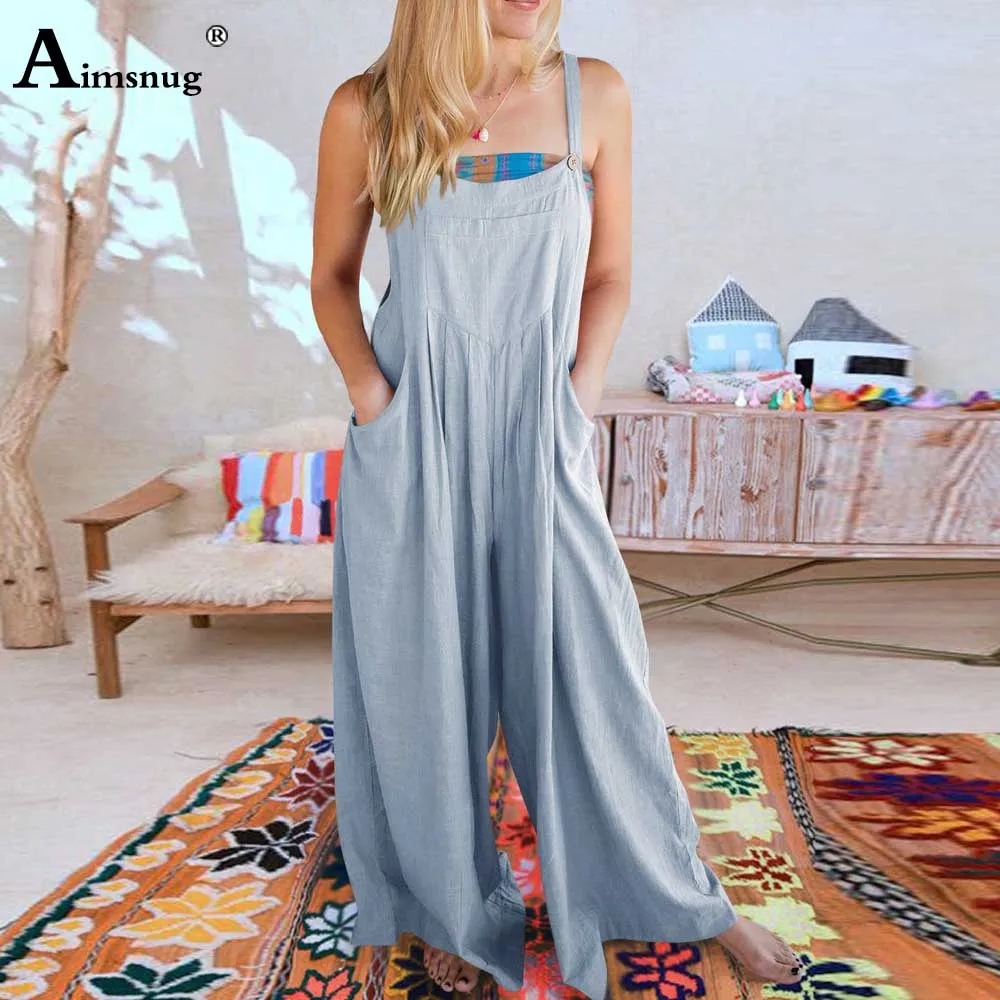 

Women Casual Stand Pocket Jumpsuit Short Sleeve Cotton Linen Overalls Female Wide Leg Pants 2023 Spaghetti Strap Onesie Bodysuit