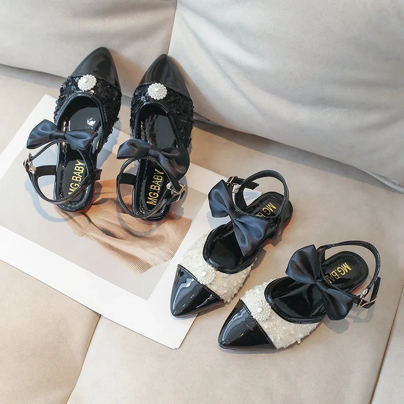 

Baby Girls Summer Princess Elegant Sandals Children's Bow Casual Fashion Comfortable Kids Prom Beads Size26-36 Girls Shoes