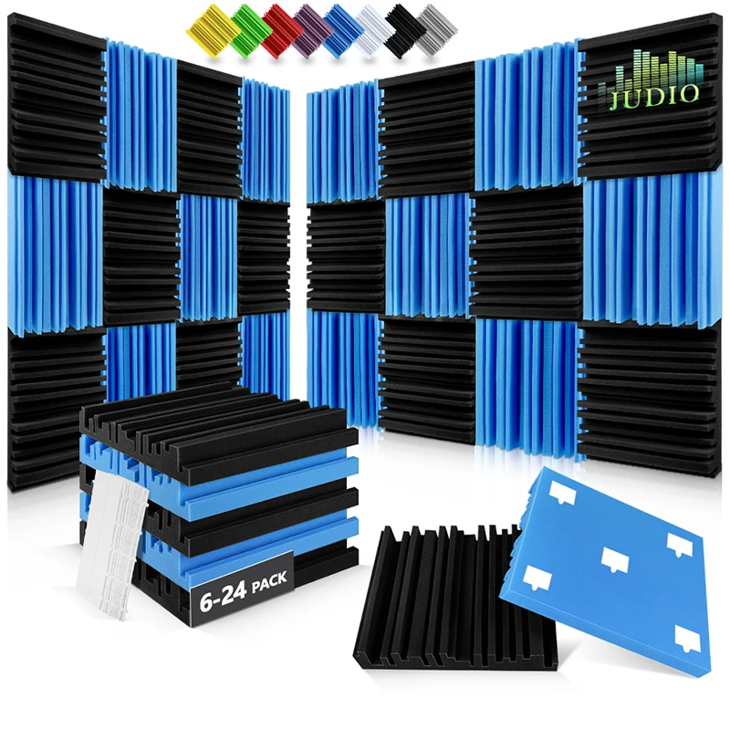 Speaker Acoustic Foam 6/12/24 Pcs, For Drum Room Office Music Studio Wall Soundproof, High Density Noise Absorbing Isolator