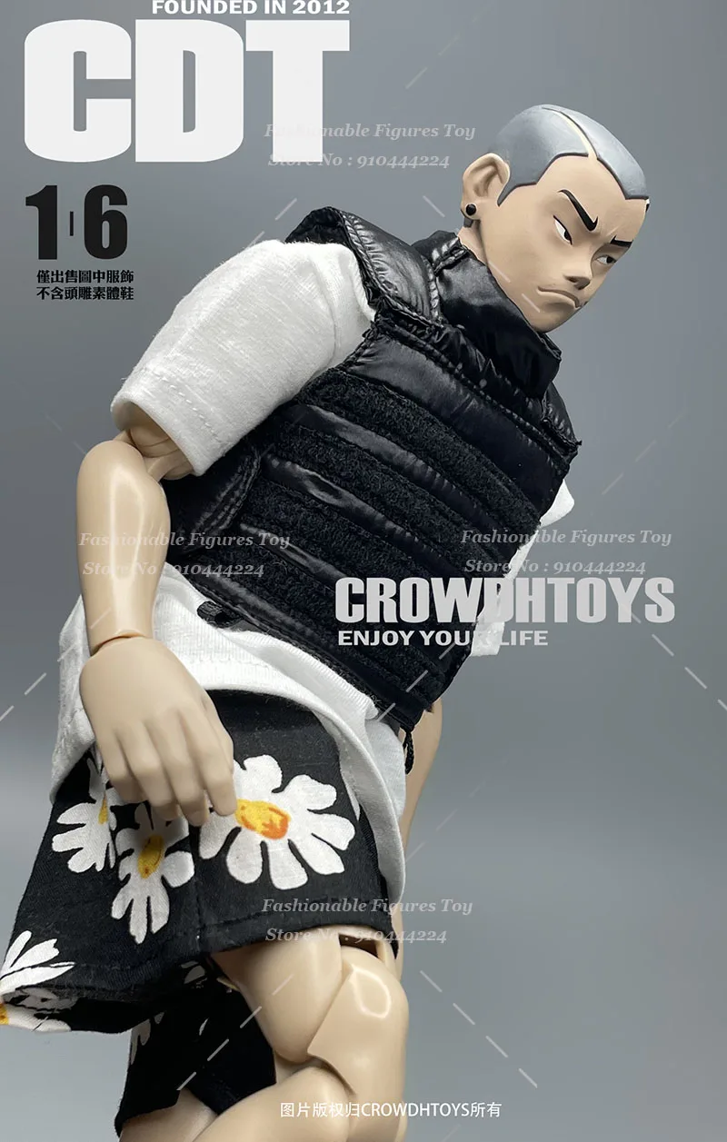 ‌ CROWDHTOYS 1/6 Męska Kamizelka Bojowa Żołnierza Czarna Wojskowa Odzież Bojowa Akcesoria Pasują do Figurki Akcji 12 Calowa