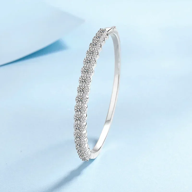 Luxury 2.48 Carat D Color Moissanite Bangles for Women, High Quality Platinum Pt950 High Extreme Full Star Bracelet Fine Jewelry