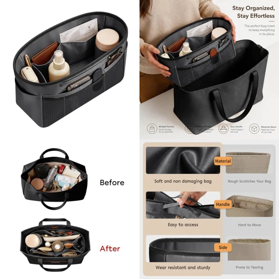 

Purse Organizer Insert for Tote Bag, Extra Large Bag Organizer Insert, Multi Pocket Handbag Organizer, Structu Purse Liner Shap