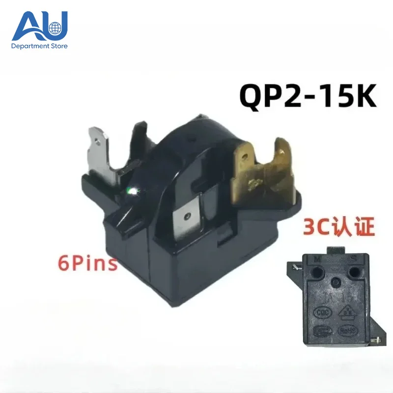 QP2-15K 6Pin PTC Starter Relay Refrigeration Compressor Starter for Fridge Freezer Cooler