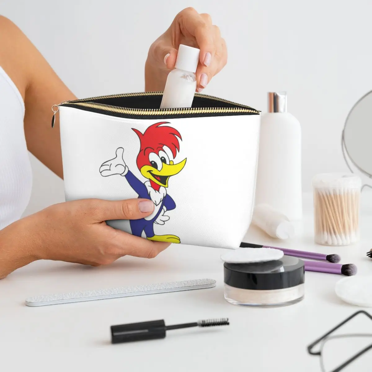 

Woody Woodpecker Women Cosmetic Bag Travel Makeup Organizer Pouch Toiletry Storage Dopp Kit Box