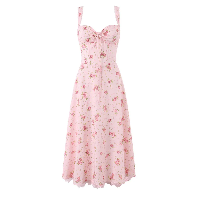 

Withered 2026 New Spring And Summer Elegant Cotton Patchwork Lace Mid Length Camisole Dress Party Dresses Vestidos Women's Dress