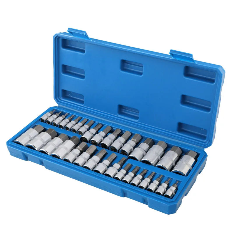

32pcs Master Hex Bit Socket Set Allen Wrench Bit Kit Hex Key for Ratchet Socket Tool Inch and Metric 3/8, 1/4, 1/2 Drive Socket