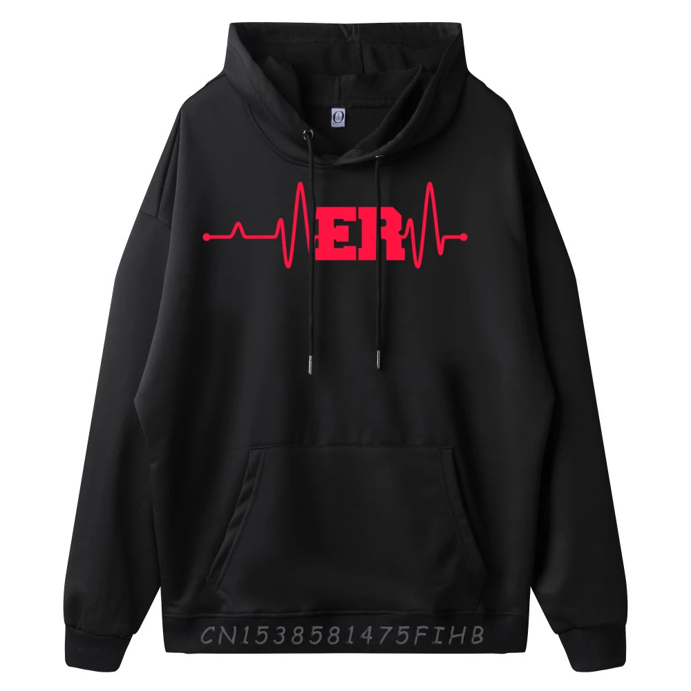 Emergency Medicine Emergency room Nurse ER Heartbeat Black Graphic Sweatshirts Sweatshirts Character