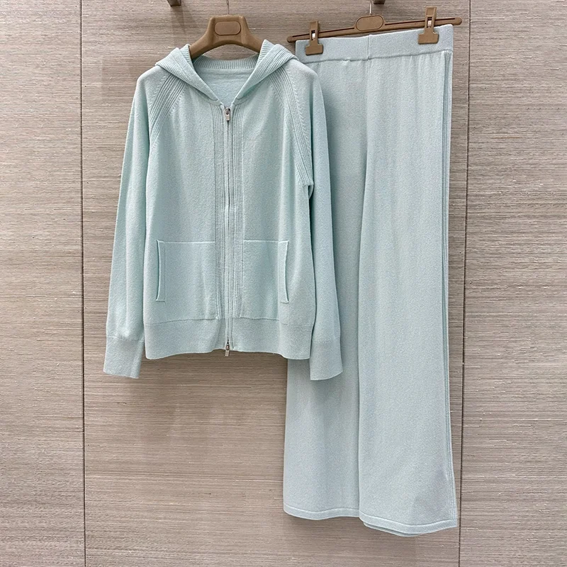 

Высококачественные трикотажные женские комплекты из двух предметов из чистого хлопка, куртка с капюшоном + брюки, простые и незаборные 25101283