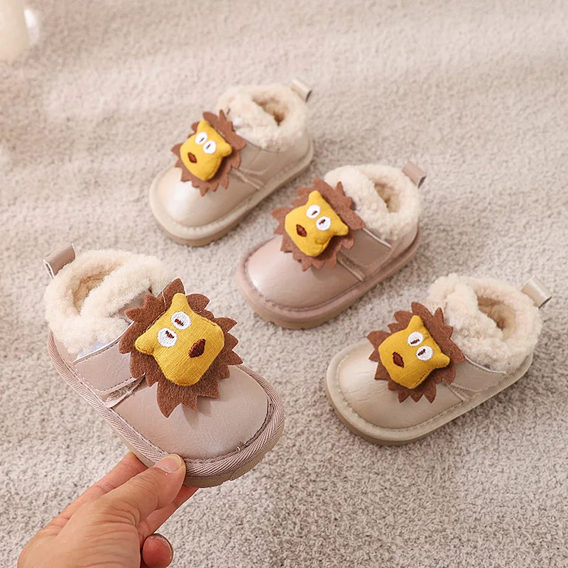 

Cute Lion Baby Winter Shoes Cartoon Versatile Kids Fashion Girls Cotton Shoes Warm Thickened Plush Children's Shoes for Boys New