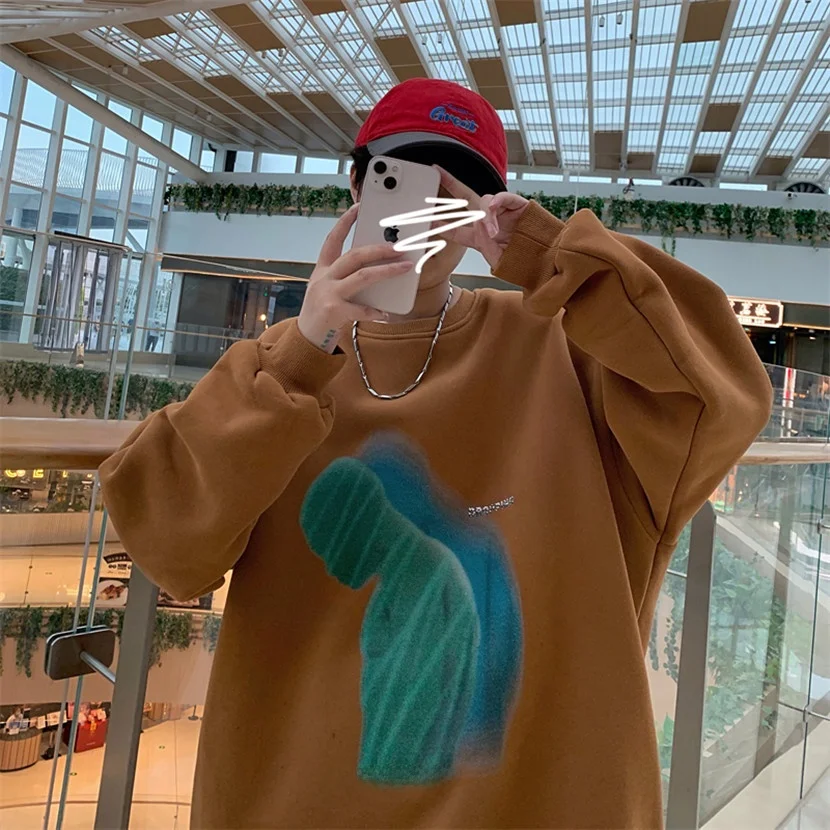 

American Sle Men's Sweatirt Casual Spor round Ne Loose Fit Spring Autumn New Trendy Brand Printed No Iron Treaent