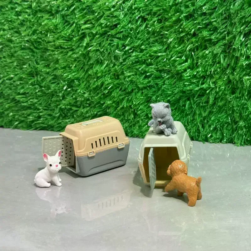 2/4Pcs Realistische Mini Hund & Katze Käfig Mit Tür Miniatur Puppenhaus Haustier Haus Für Puppe Zubehör Mini haustiere Lebensraum