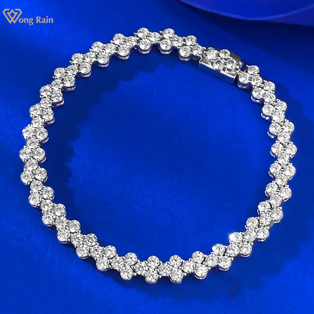 

Wong Rain Sparkling 100% 925 Sterling Silver Lab Sapphire Gemstone Anniversary Gifts Bracelets Bangle Fine Jewelry Wholesale