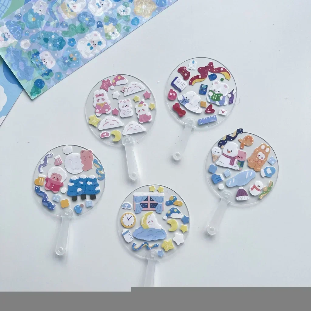 10/15/20Pcs Goo Card Handbook Stickers 5cm Mini Guka Fan Kawaii Decoration Sticker DIY Hand Tools Cuckoo Card School Supplies