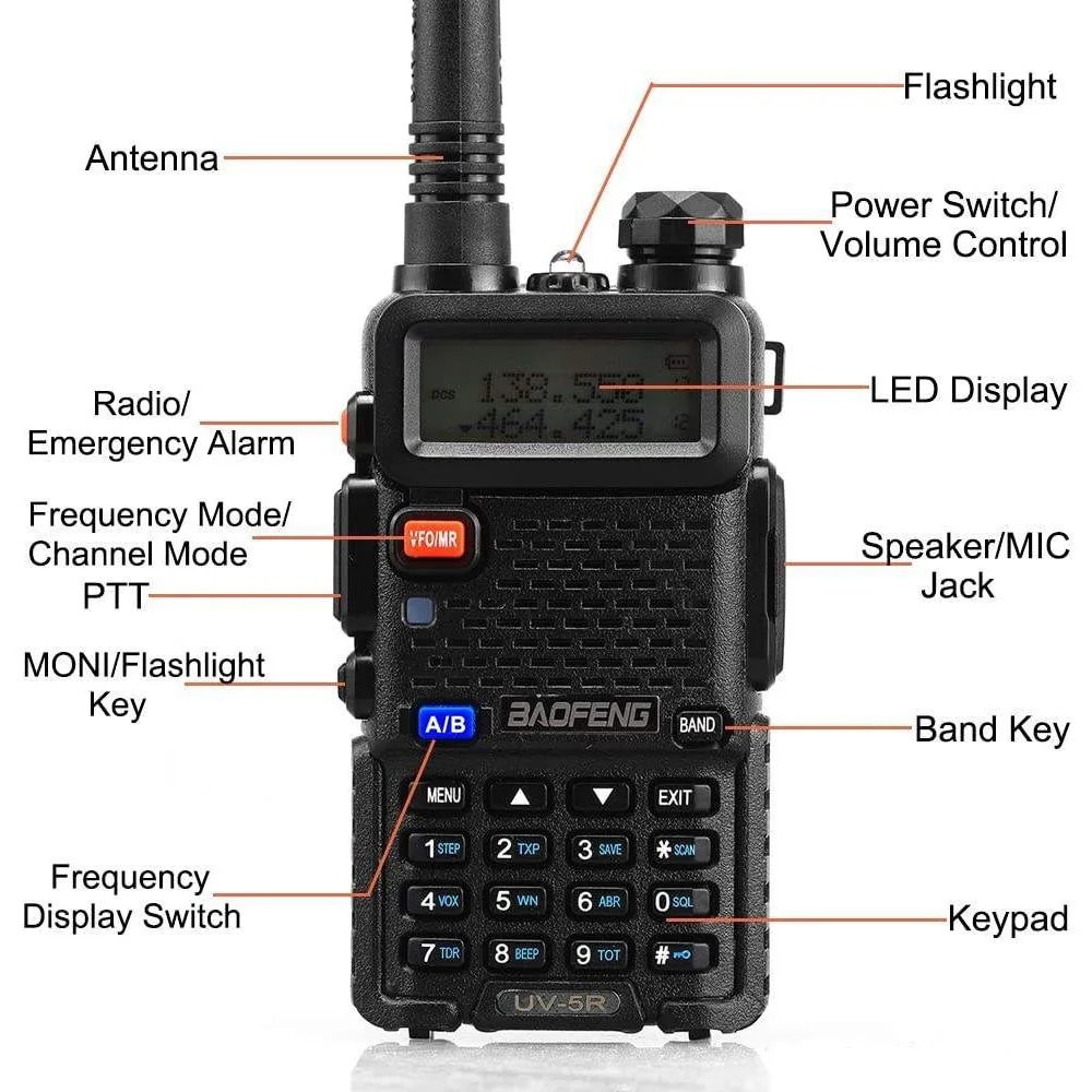 Imagem -02 - Baofeng-original Handheld Dual Band Walkie Talkie Vhf Uhf Uhf Portátil Móvel Transceptor de Vias Ham Uv5r pc Pcs