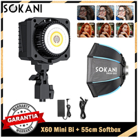Sokani X60 Mini Bicolor 60W COB LED Video Light with 55cm Octagon Softbox for Youtube TikTok Photography Studio Outdoor Recordin