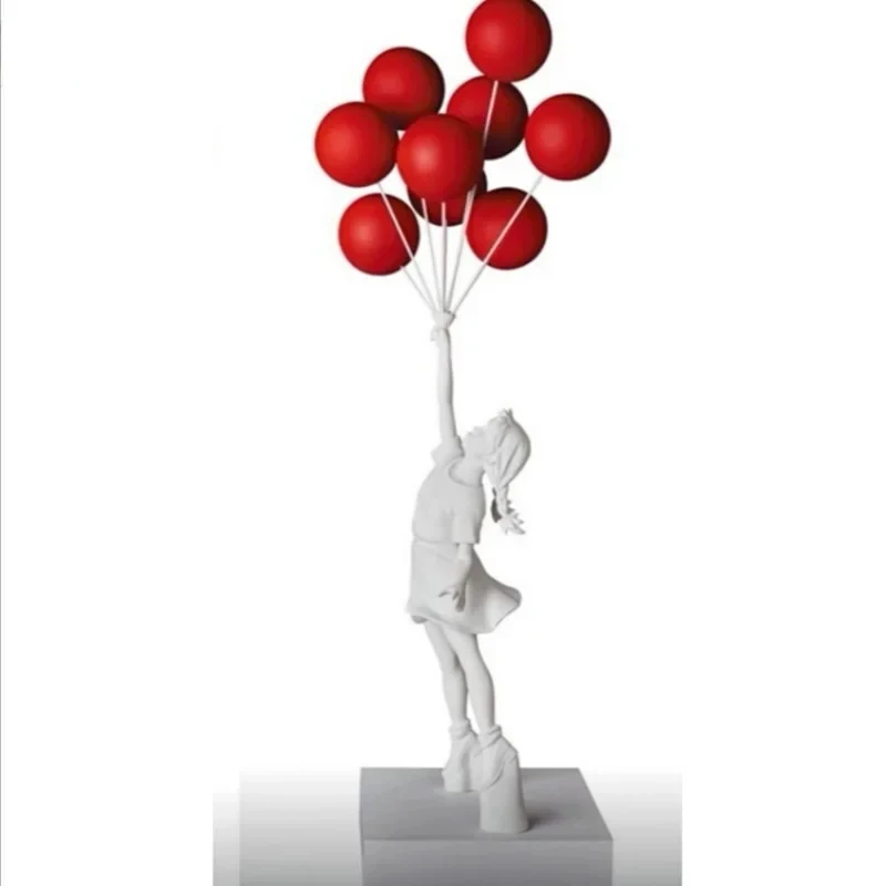 

Handcrafted Banksy Balloon Girl Statue with Flying Balloons, Modern Art Resin Sculpture for Home Decor and Gift