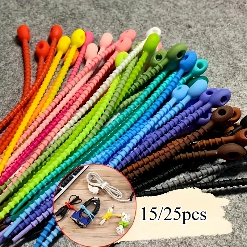 15/25pcs Cable Storage Straps, Wire Management Zipper Straps, Multi-functional Clamps, Cable Storage Clips