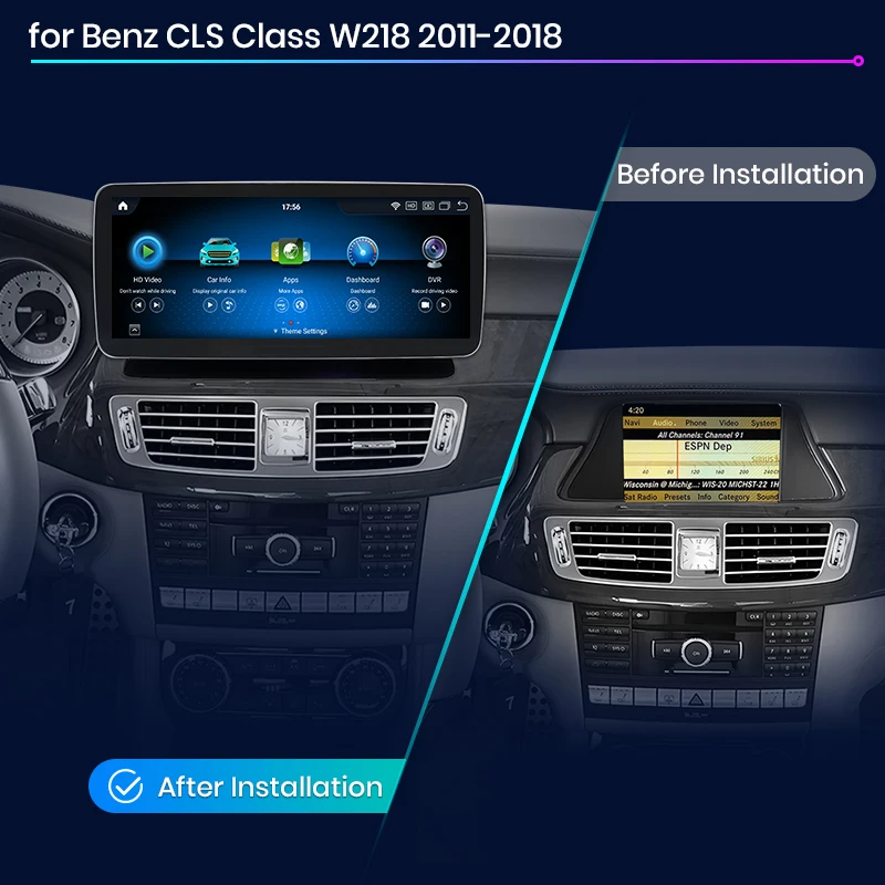 Junsun Qualcomm 665 Wireless CarPlay Android Auto Car Radio For Mercedes Benz CLS W218 X218 C218 2010-2013 Multimedia player