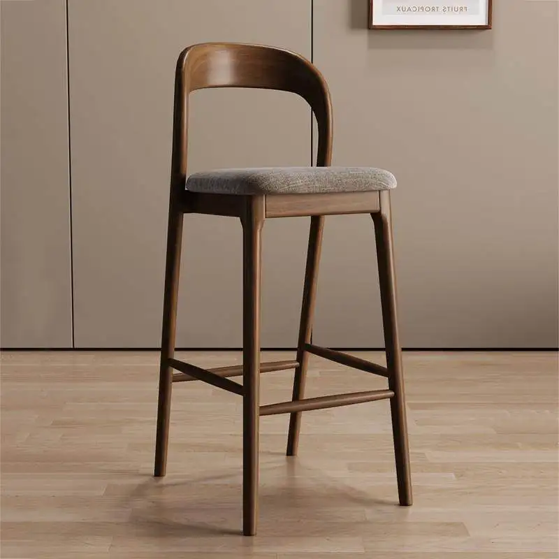 

Modern Minimalist Bar Chair High Backrest Barstool Counter Bar Chair Wooden Ergonomic Design Sillas Altas Para Barra Furniture