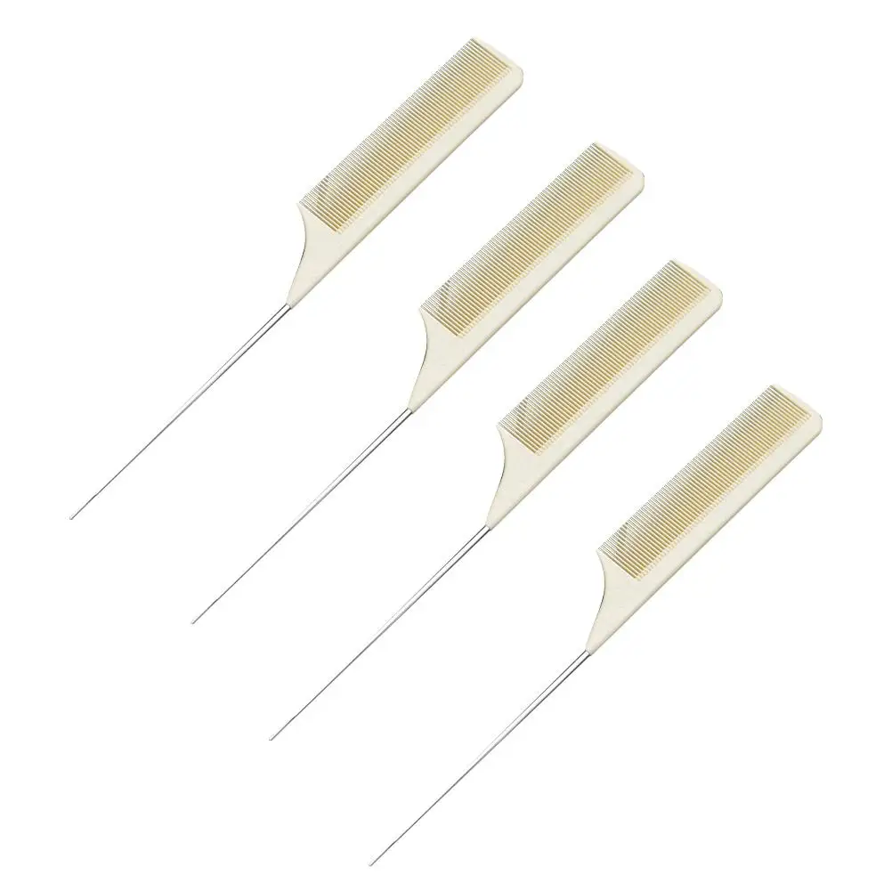 

4PCS Pintail Combs Durable Elastic Hair Styling Parting Coloring Salon Barber Steel Needle Tail