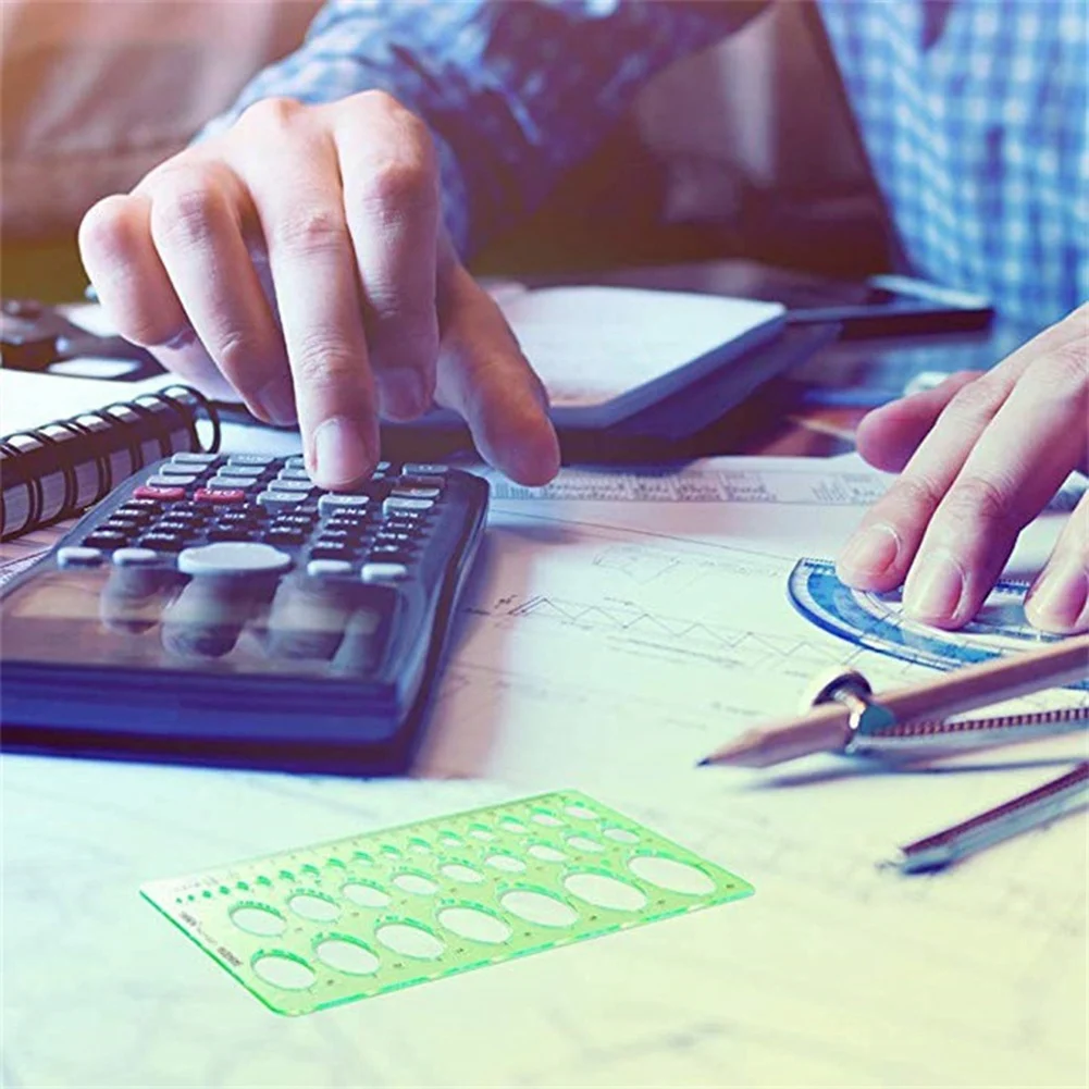 11 szt. Szablonów rysunków linijki uczą się praktycznego pomiaru wielofunkcyjnego zestawu szablonów matematycznych do geometrii