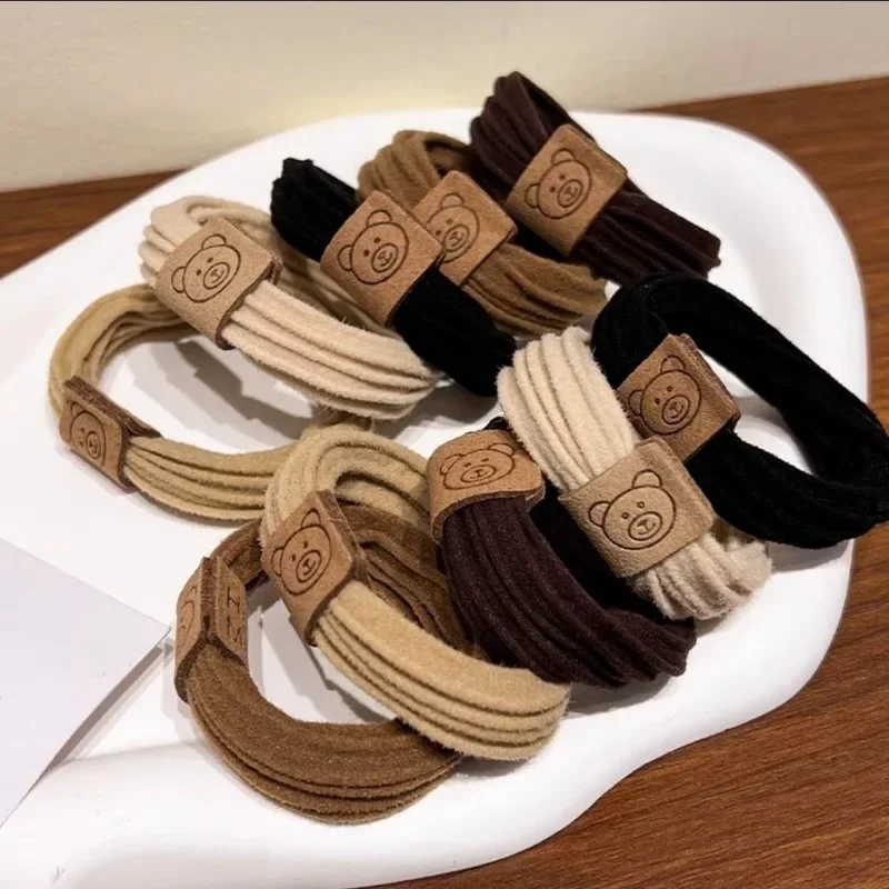 5/10 sztuk/zestaw niedźwiedź gruby pasek proste wysokie elastyczne opaski do włosów dla kobiet dziewczynki opaska do włosów Scrunchie opaski gumowe akcesoria do włosów — zdjęcie 7