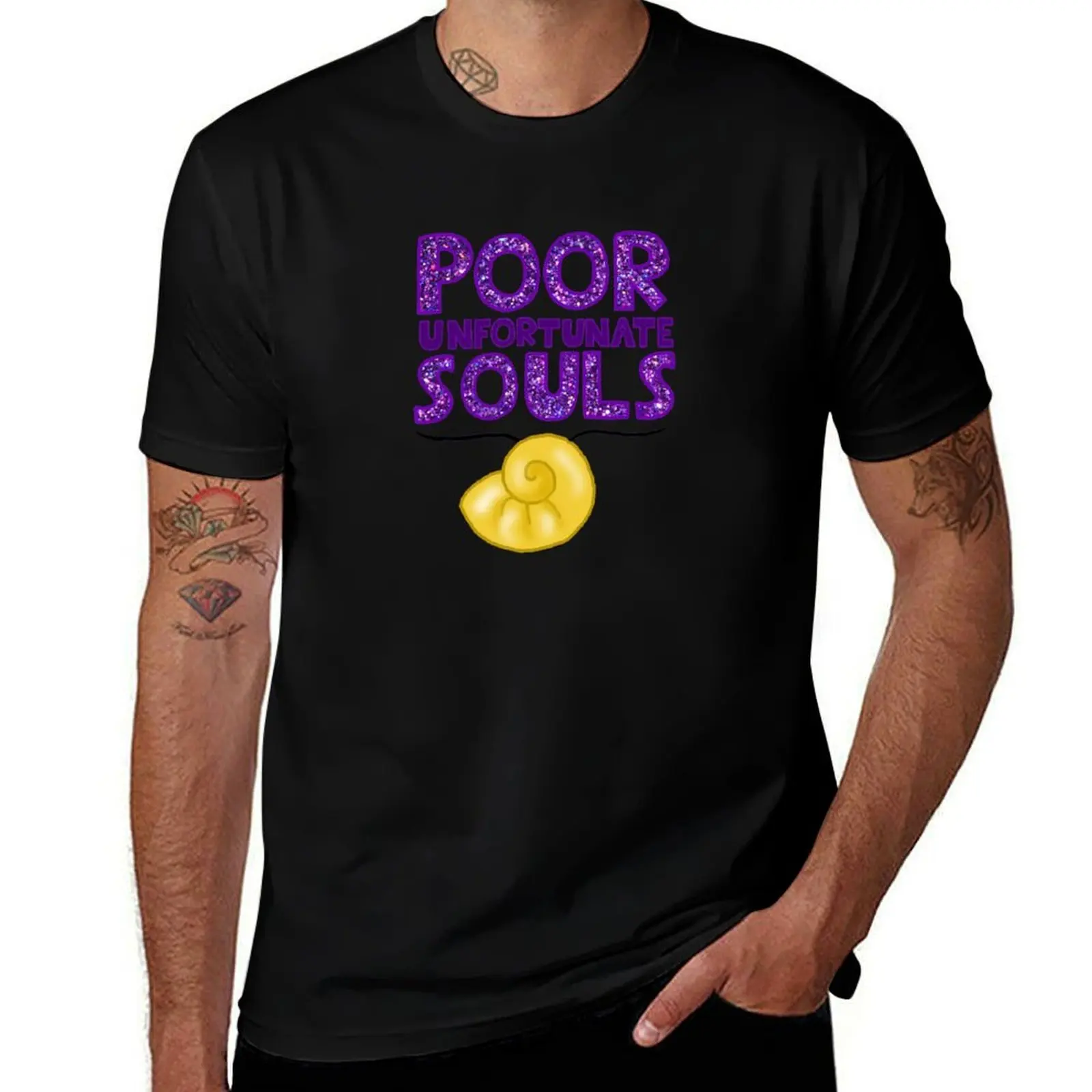 Poor Unfortunate Souls (glitter) T-Shirt Basic Plain Short Sleeve Crew Neck Tee T-Shirt