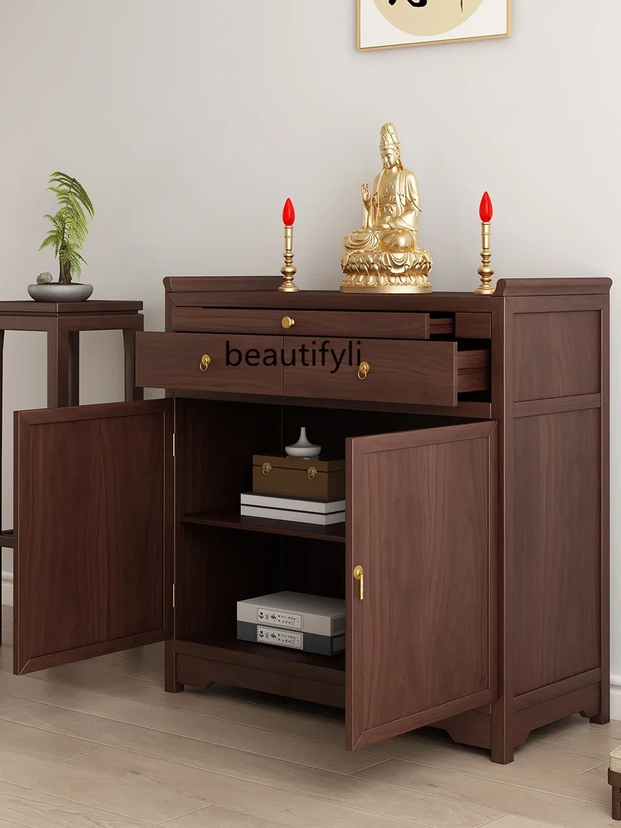 

Cy Chinese style black walnut solid wood household God of Wealth offering table modern Buddhist hall offering Buddha tribute ta