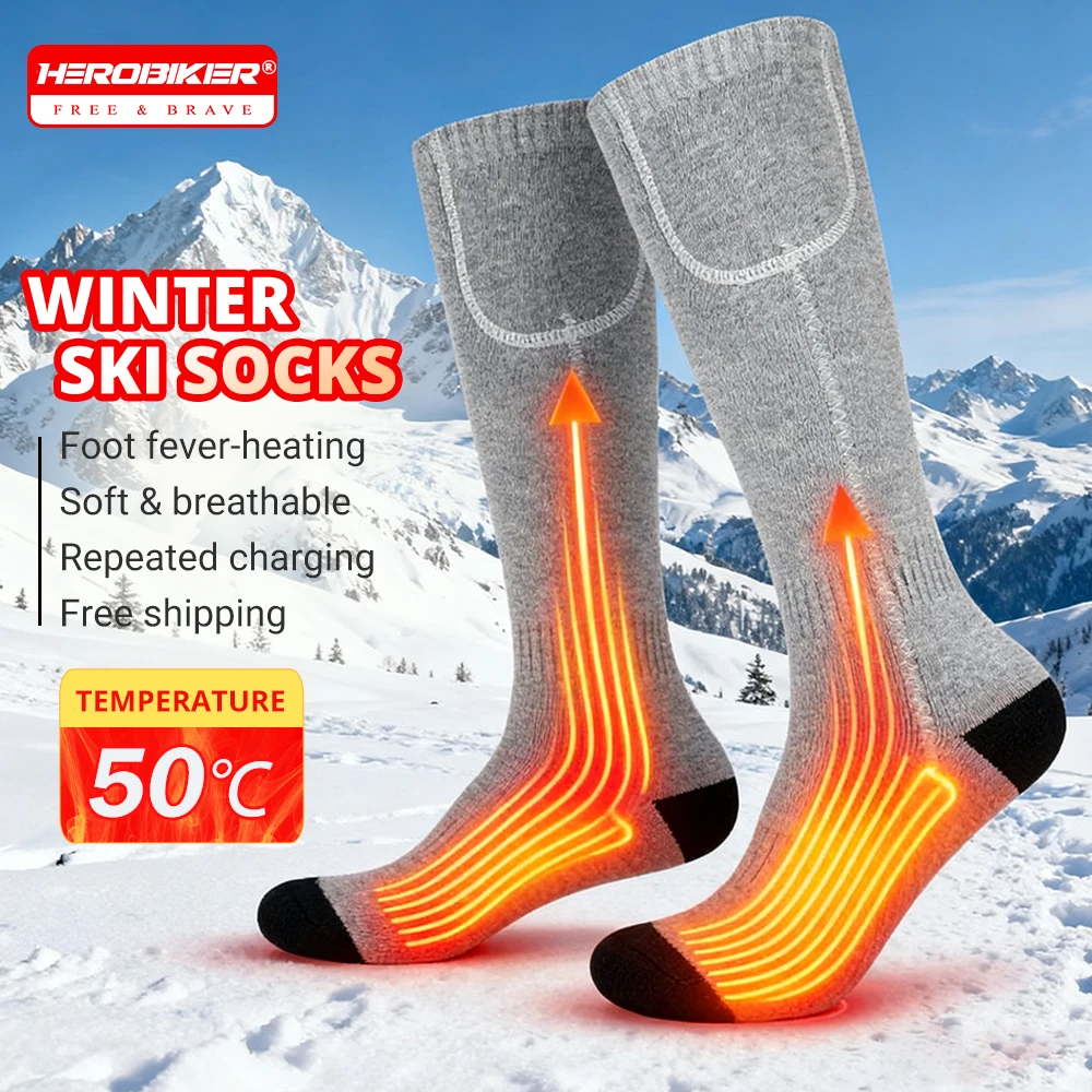 التدفئة الجوارب الشتاء التزلج تسخين كهربائي التزلج الجوارب 5000mAh بطارية قابلة للشحن الرجال الرياضة في الهواء الطلق ساخنة الجوارب القدم #1