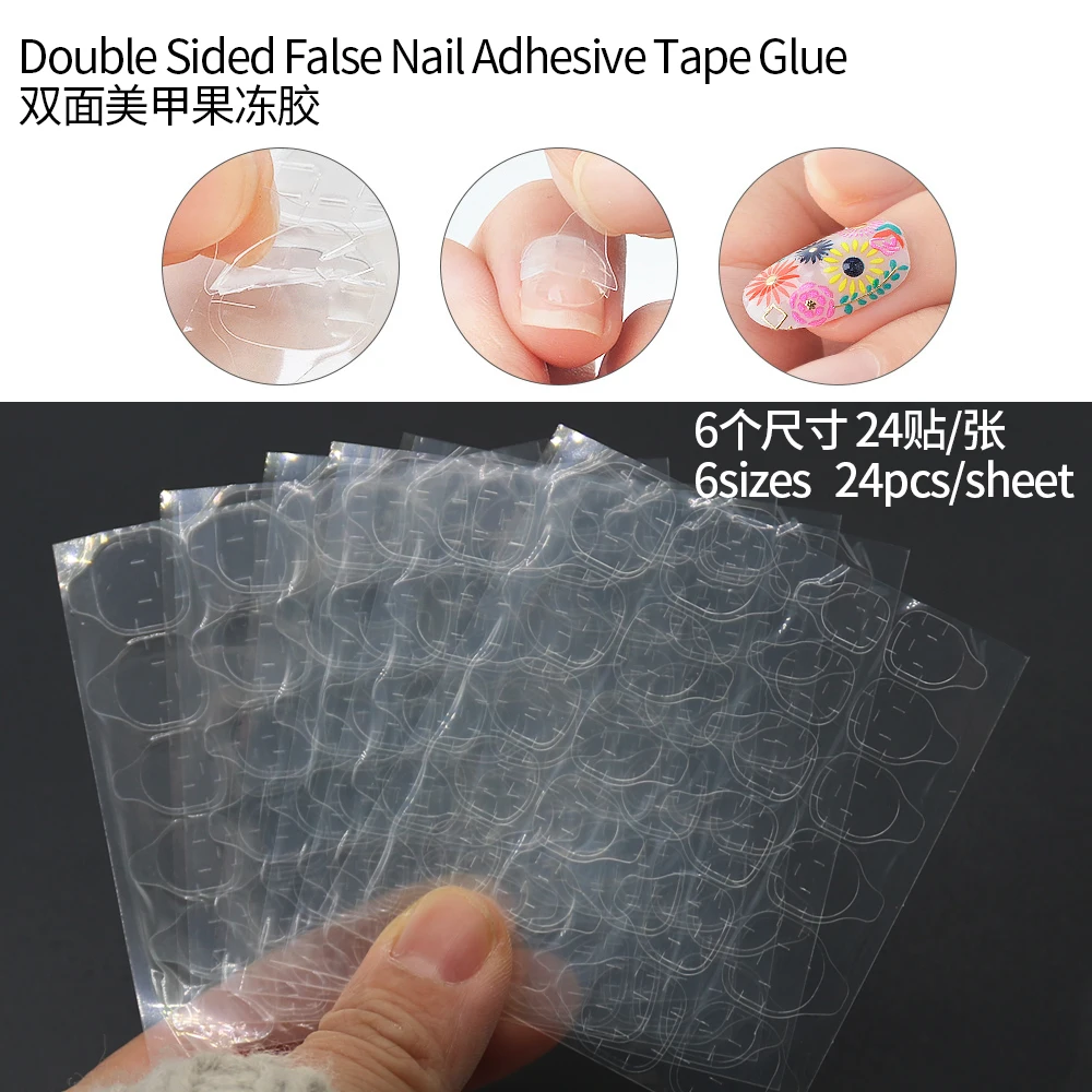 50 Vellen Dubbelzijdig Valse Nail Art Plakband Lijm Jelly Clear Waterproof Tabs Nail