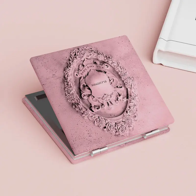 Espejo de maquillaje con personalidad oscura, pequeño para estudiantes, lleva contigo a todos los tiempos en la mano, Mini herramienta plegable para el cuidado de la piel de doble cara