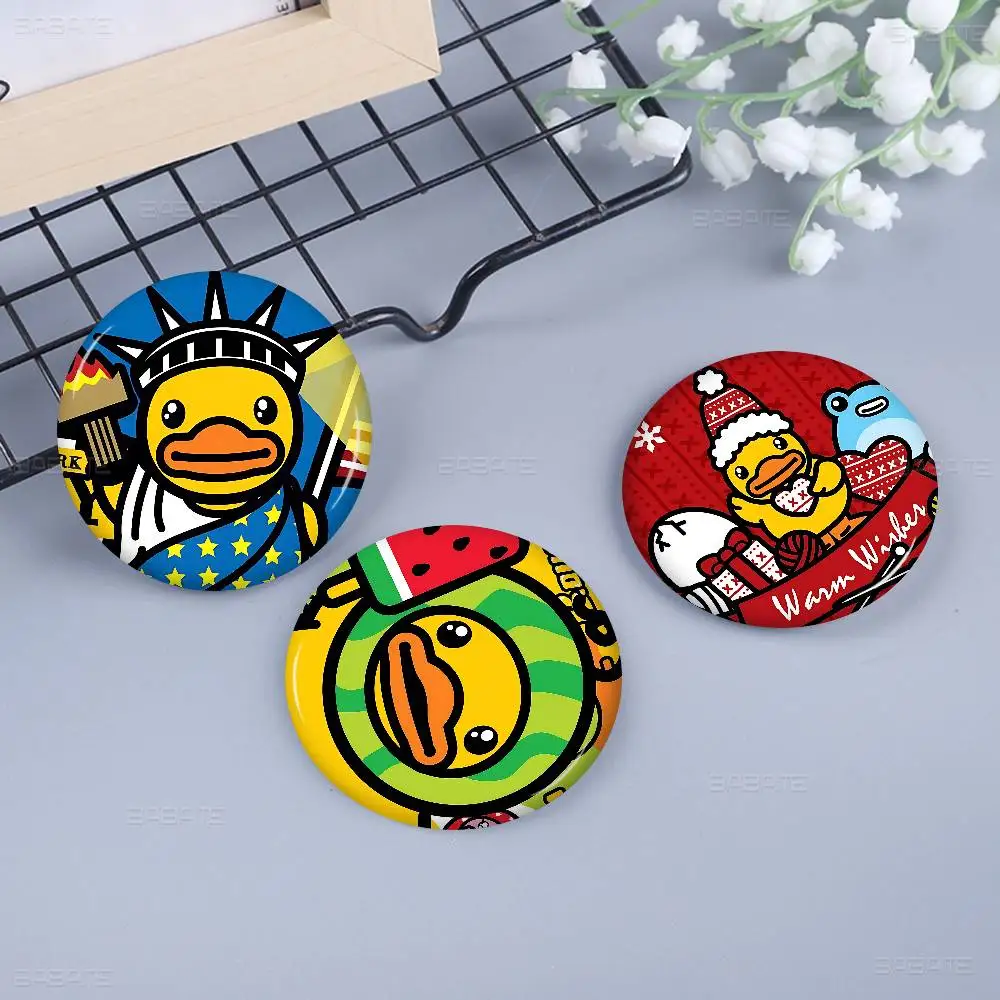 Brand B-B D-Duck Round Button Pins Slogan Creative Brooches Backpack Clothes Decoration Fashion Cartoon Jewelry Gifts