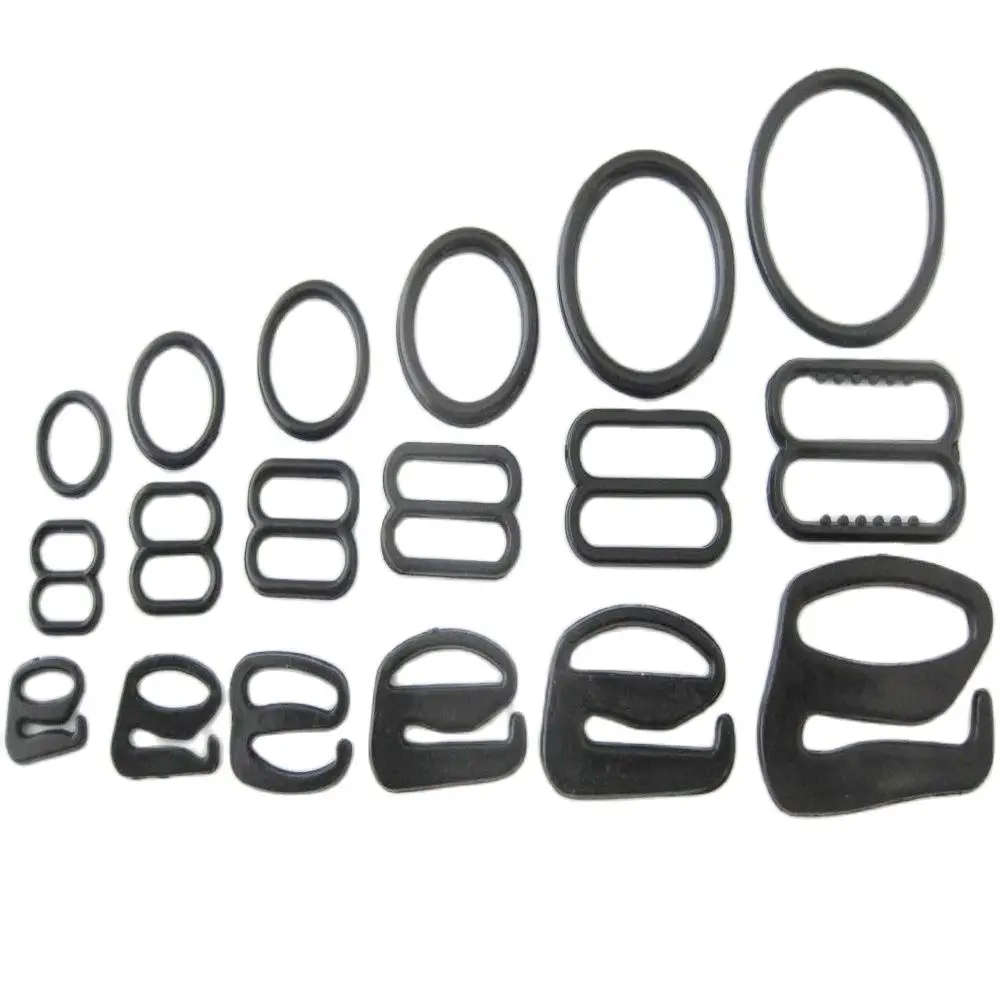 NBNNGW Multisizes Bra Buckle 50Pcs Clear/Black/White Adjustable Belt Buckles Plastic Sliders/Rings/Hook Underwear Supplies