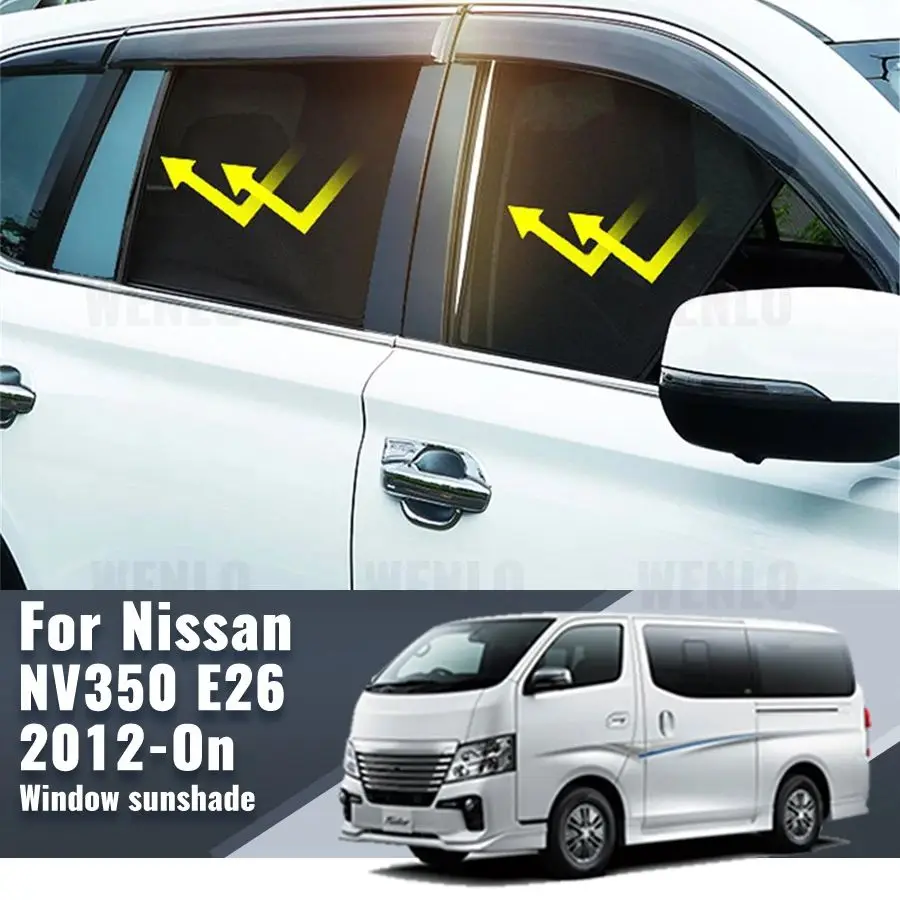 For Nissan NV350 E26 Urvan Caravan VAN 2012-2023 Car Sunshade Magnetic Front Windshield Curtain Rear Side Window Sun Shade Visor