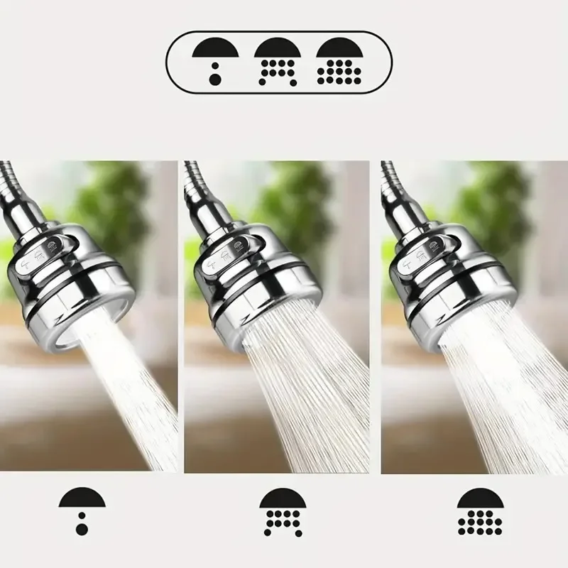 360°Rotatable Faucet Extension/shapeable Faucet Sprayer with Eco-water Saving -3 Spray Modes, Splash Resistant, Easy To Install.